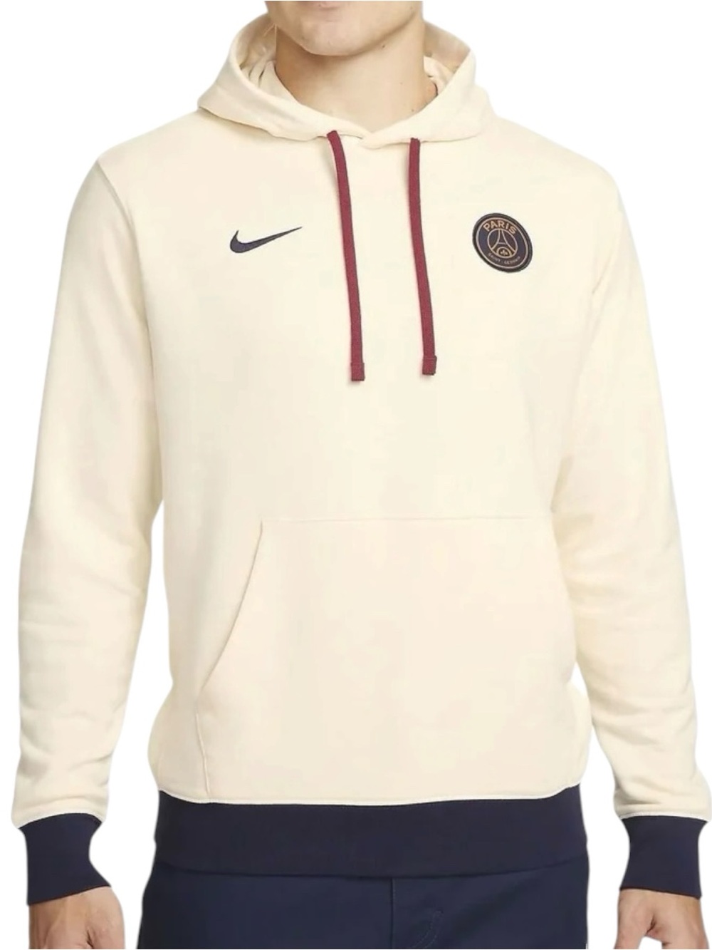 Nike PSG Paris-Saint Germain Hoodie Mens Size M Club Fleece Sweatshirt Beige